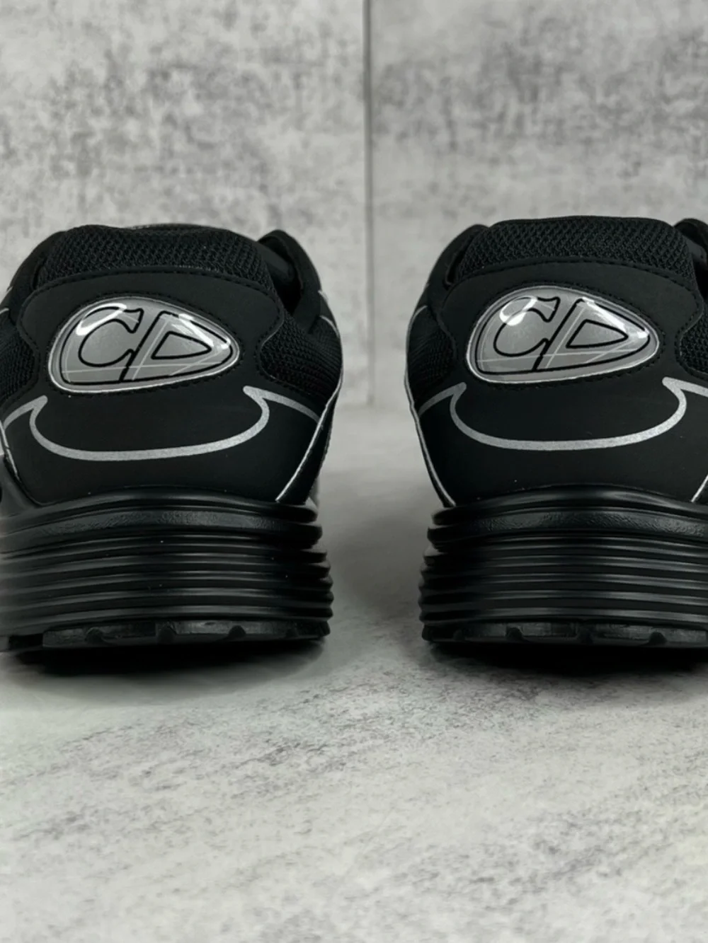 Dior Black Athletic Sneakers with Reflective Silver Accents